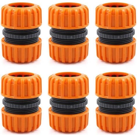 Kit de réparation de tuyau d'arrosage - 6 pièces pour raccorder 19 mm (3/4"), pour un raccordement facile et rapide ou un tuyau de réparation  outils, jaune (1/4)