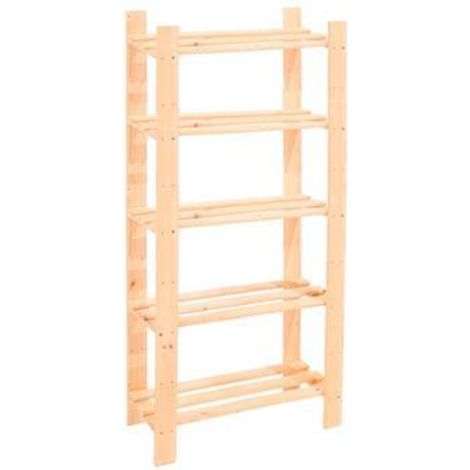 5 Shelf Slatted Storage Unit - Natural Wood - 1500 x 600 x 270 mm - Natural