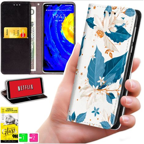 Custodia a portafoglio per Oppo A5X - Cover con stampa Bluemoon + vetro 9H (1/5)