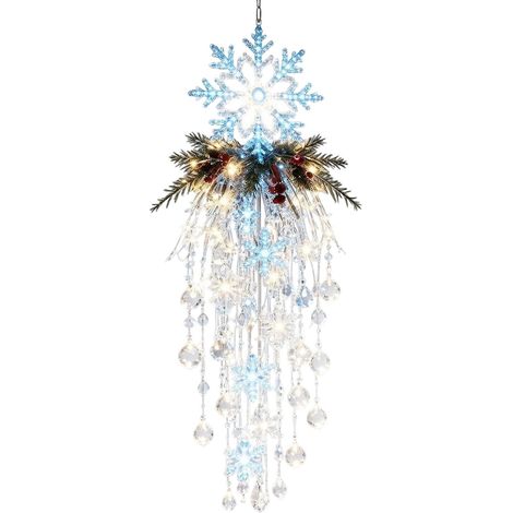 Guirlande lumineuse cascade cristal extérieur – Déco LED flocon suspendue pour porche, style glaçon rétro-Style 5 (1/5)