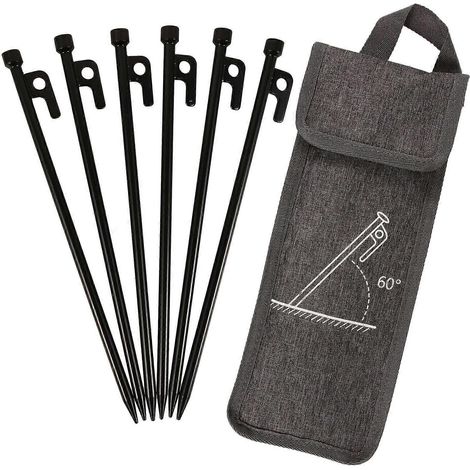 Piquets de tente robustes, un ensemble de piquets métalliques durables pour fixer la tente au sol. (1/5)