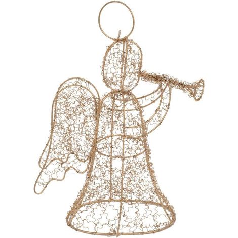 Angelo con tromba, 20 cm, lavorazione in metallo dorato (1/2)