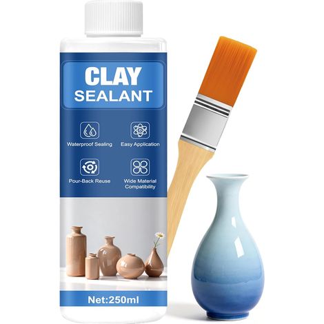 Vernis Argile Autodurcissante, Scellant Céramique, 250 ml, Scellant Argiles, Durable, Imperméable, Anti-fissure, pour Béton, Pots de Fleurs, Vases, Céramique et Terre Cuite (1/5)