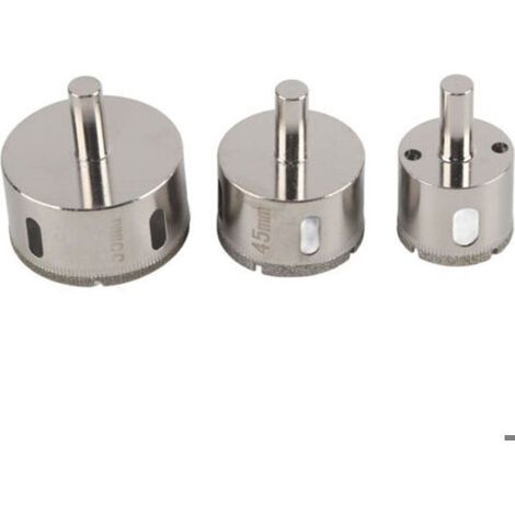 Foret / scie trépan diamant - ZOR - 35/45/55 mm - Pour carrelage, granit, verre, marbre, porcelaine - Diamant - Lot 3 pièces (1/4)