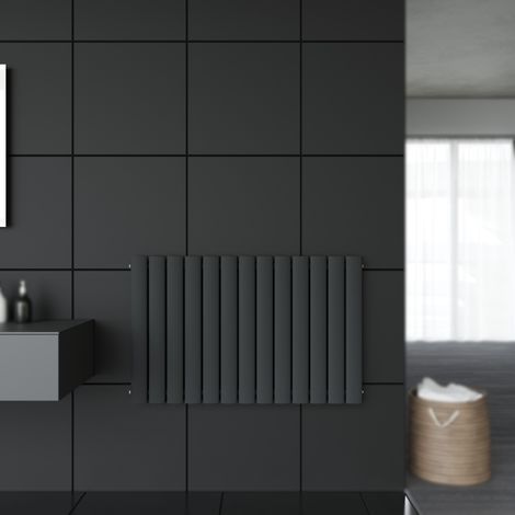 SONNI Paneelheizkörper Horizontal 630 x 1001 mm Anthrazit Badezimmer/Wohnraum Doppellagig Horizontal Heizkörper Badheizkörper Design Flachheizkörper (1/5)