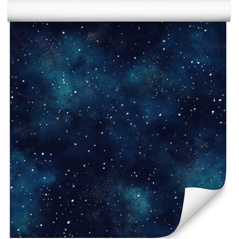 Papier peint aquarelle galaxie bleu marine, turquoise et bleu 50x1000 cm (1/5)