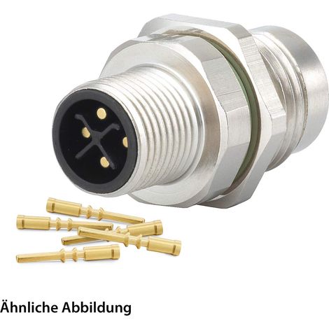 799910128K HUMMEL SET avec contacts M12 Power Connecteur pour appareils, insert à sertir droit Codage K Nombre de pôles 4+PE, Mâle/femelle PE, avec contre-écrou Panneau avant - 1 Stück