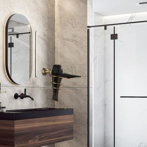Supporto per asciugacapelli retrò - Finitura bronzo - Supporto per asciugacapelli - Ottone - Retrò - Rame massiccio - Con intaglio - Montaggio a parete - Resistente - Accessorio per il bagno (1/2)