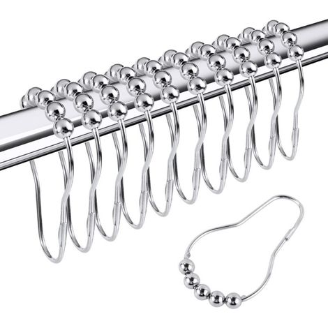 Lot de 24 anneaux de rideau de douche en acier inoxydable, forme gourde, suspension robuste (1/5)