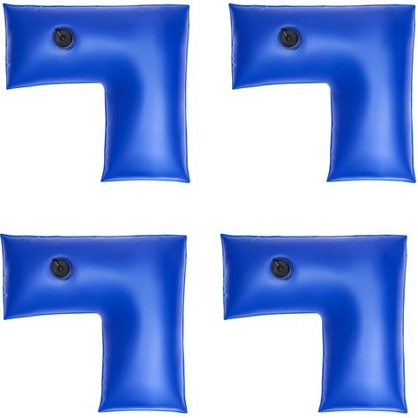 Set mit 4 Eck-Wassersäcken für 570 x 565 mm große Schwimmbecken, beschwert, auslaufsichere Schläuche mit Schraubverschlüssen, 0,4 mm dickes PVC, kältebeständig für eingelassene Poolabdeckungen (1/5)