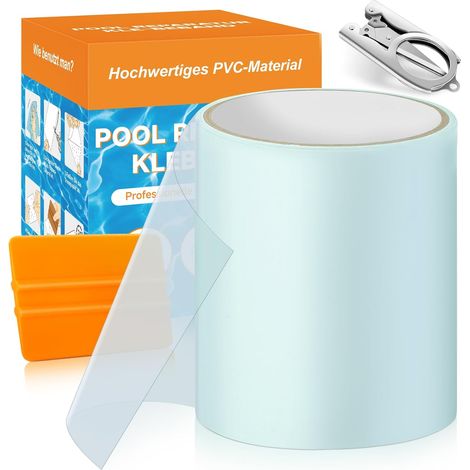Kit Reparation Piscine, 10x150cm Rustine Piscine Sous l'eau, PVC Réparation Liner Piscine Imperméable, Patch Piscine Ruban Adhésif Tubulaire Pour Piscine, Spa Gonflable, Matelas Gonflable (1/5)