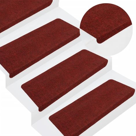 Tapis d'escalier autocollants 15 pcs,Marchettes d'escalier,Protections d'escalier 65x24,5x3,5 cm Rouge DVNEI403434 (1/5)