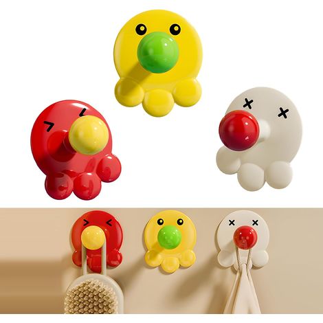 Set mit 6 selbstklebenden Kleiderhaken, kreatives und niedliches Oktopus-Design, praktisch für die Aufbewahrung zu Hause und als Wanddekoration.