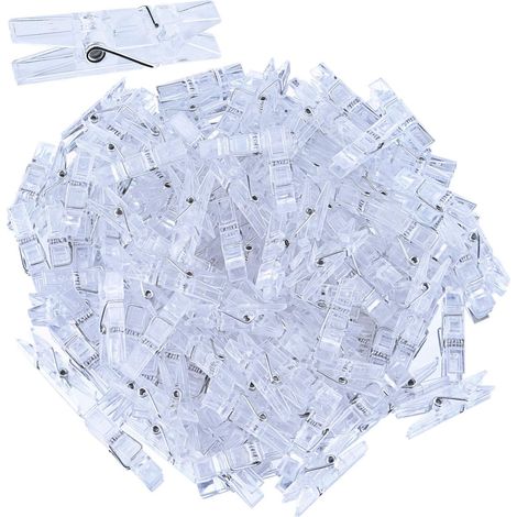 120 mini pinces à photos transparentes en plastique (transparentes)