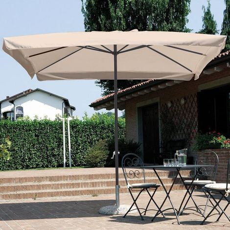 Ombrellone Giardino Palo Centrale 3x2 Tortora Telo con Flap Chiusura Carrucola (1/5)