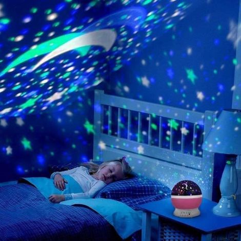 Veilleuse Bébé Etoile Projection Lumière Enfant Lampe Chevet LED - Rose - Pour Cadeau Bébé Anni w545 (1/3)