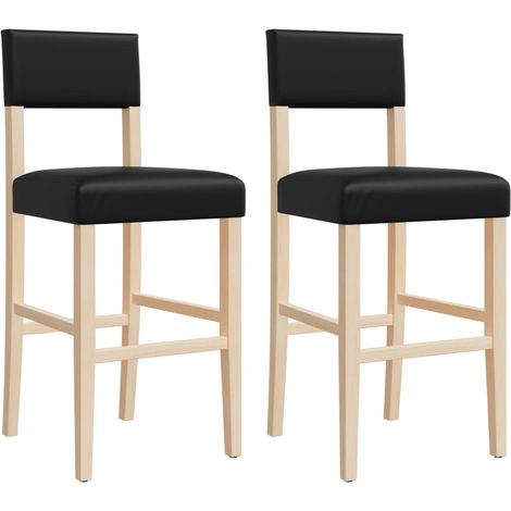 Sedie da Bar 2 pz in Legno Massello di Hevea e Similpelle vidaXL (1/5)