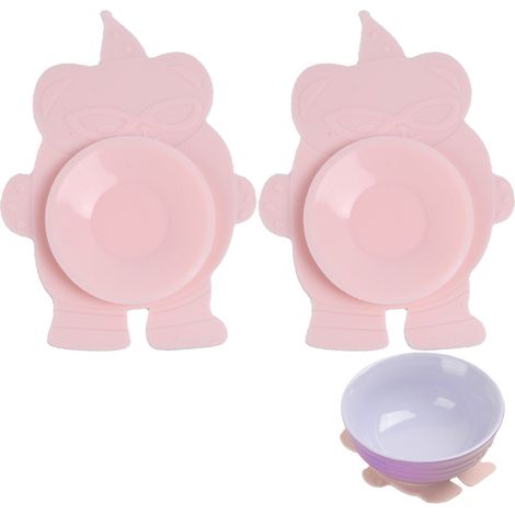 2 tapis de table à ventouses, silicone, 8,5 x 12 x 1 cm, antidérapants pour bols et assiettes, usage enfant (1/5)