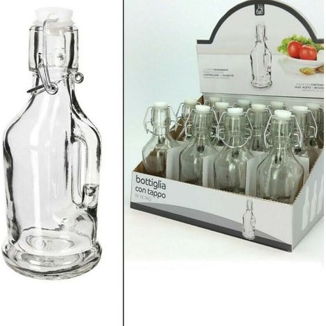 Trade Shop - Establecer Un Vidrio Transparente De La Botella De La Botella De La Botella De 12 Piezas Con La Tapa Y La Manija -
