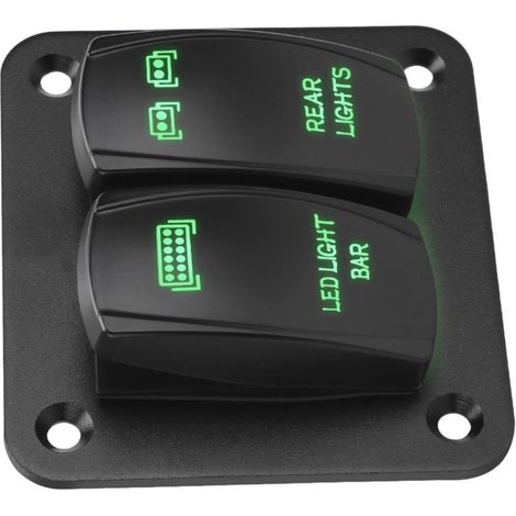 12 interrupteurs à bascule 24 V Panneau de commande pour bateau, yacht, caravanes à bascule 2/3 voies avec panneau à bascule rétroéclairé pour véhicule marin tout-terrain étanche Construction ABS (1/5)