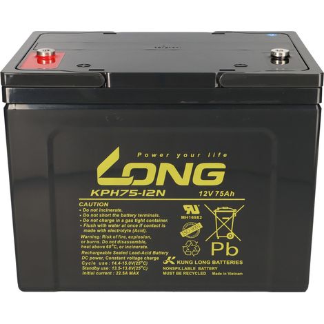 Kung Long Akku 12V 75Ah KPH75-12N M6 AGM Blei wartungsfrei (1/5)