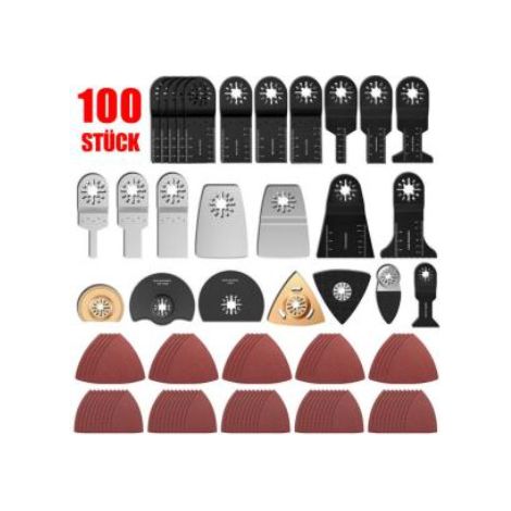 Lot de 100 Pièces Lames pour Outil Oscillant Multifonction, Accessoires Universels pour Coupe, Râpage, Polissage et Ponçage, Compatible la Plupart des Outils Oscillants