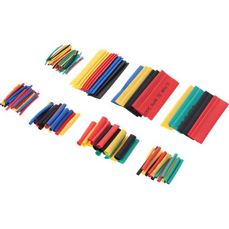 Ensemble de 164 Pièces Gaines Thermorétractables en Polyéthylène, Sécurisées et Faciles à Couper, Tubes Plats pour Isolation et Gestion de Câbles Électriques Couleur Aléatoire (1/5)