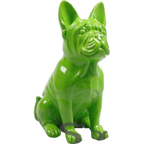 Bouledogue français en résine 20 cm Vert