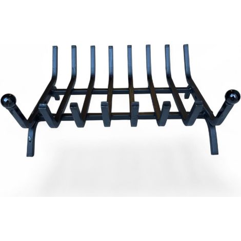 Brucialegna per Camino in Ferro, Porta legna Nero, Struttura 40x35x16 cm, Sezione 12 mm, con Sfere Verniciate, Made in Italy