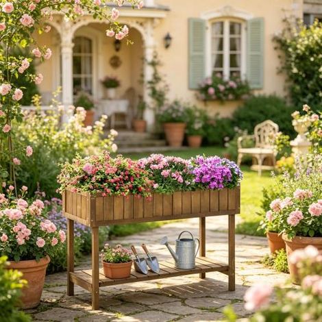 Jardinière en bois, jardinière à légumes, jardinière autoportante, jardinière à fleurs, sur place (1/5)