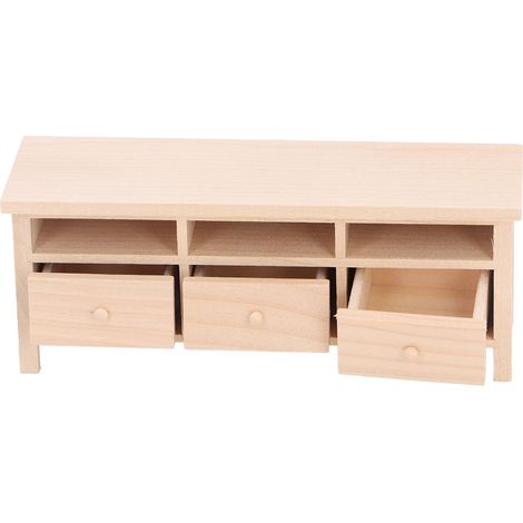 Meuble TV miniature avec tiroirs, modèle décoratif en bois pour maison de poupée à l'échelle 1/12. Modèle simple. (1/5)