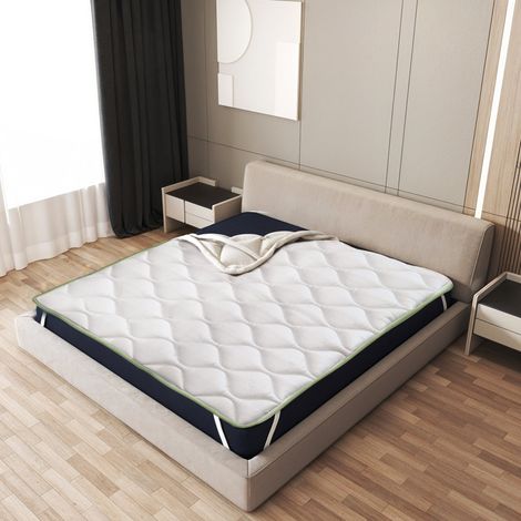 The White Stone Surmatelas Rafraîchissant 130x190 cm avec Élastiques  Correcteur de Matelas avec Technologie Cooler  Hauteur 4 cm