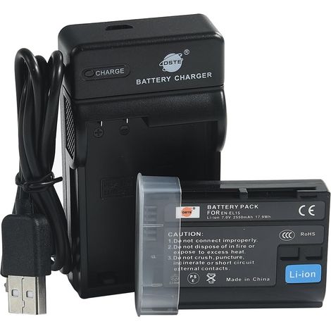 DSTE EN-EL15 Li-ION Batterie et Chargeur USB Compatible pour D500 D600 D610 D750 D800 D800E D810A D850 D7000 D7100 D7200 (1/5)