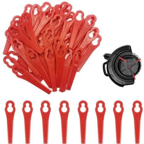 50 Pièces Lames en Plastique de Rechange pour Coupe-Bordures, Lames en Plastique, Lames de Grass Trimmer Brush Cutter, Tondeuse à Gazon en Plastique Lames, Coupe Bordure en Plastique Rouge H759 (1/5)