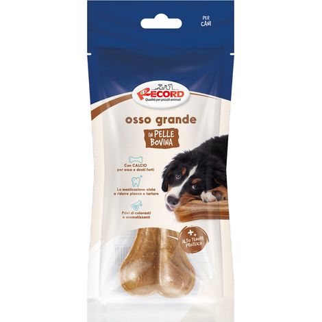 Osso grande termoretratto in pelle bovina da masticare per cani