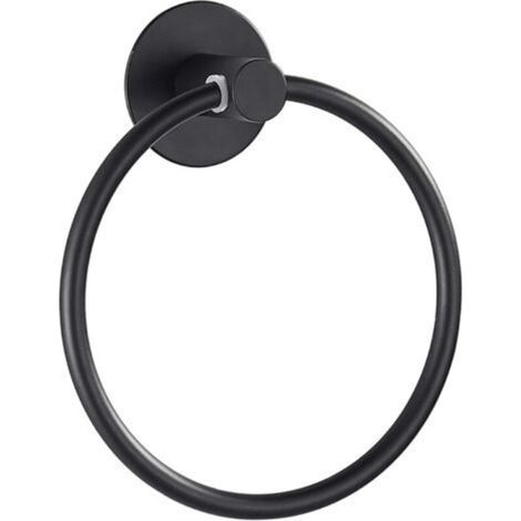 (Black) Adhesive Towel Holder Bathroom Strong Towel Ring, Stainless Steel, Chrome Finish (1/4)