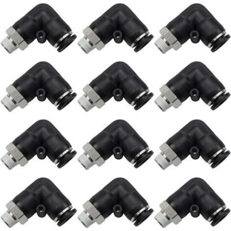 Raccords pneumatiques coudés à 90 degrés, filetage mâle BSP M5, diamètre extérieur 4 mm, 12 pièces, adaptateur de tube pneumatique à dégagement rapide PL4-M5 (1/5)