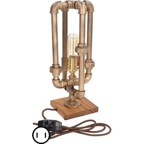 Lampe industrielle E27 en tube, peinture haute température, interrupteur à volant, style steampunk, lampe de table pour hôtel, prise US 110V (1/5)