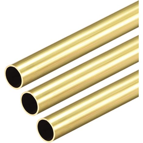 sourcing map Brass Tube Round 300mm Length 10mm External Diameter 0.5mm Wall Thickness Seamless Straight Pipe 3 Pcs (1/4)