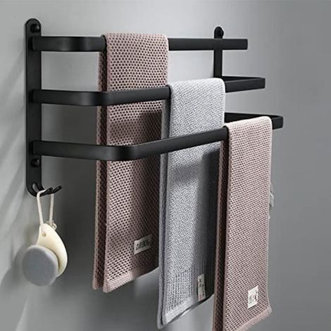 Porte-serviettes - XICHAO - YALURUI - Aluminium - Noir - Design contemporain (1/4)