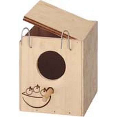 6PZ NIDO IN LEGNO PER GABBIA UCCELLI  - cm.11,5x12,5x12h. - foro entrata ø cm.4