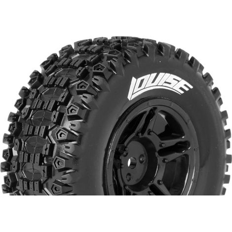Louise RC - SC-UPHILL - 1-10 Short Course Tire Set - Mounted - Soft - Black Wheels - Hex 17mm - L-T3223SBM