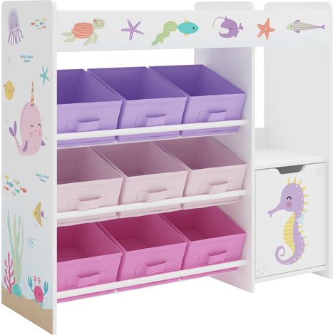 Scaffale dal design senza tempo per soggiorno camera da letto mobiletto per bambini con motivo oceano 80 x 90 x 30 cm fucsia viola rosa 030011223