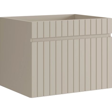 Meuble sous vasque suspendu strié beige - 60 cm - SATARA (1/4)