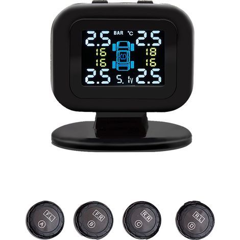 Système de surveillance de la pression des pneus de voiture, détecteur de moniteur USB avec 4 capteurs externes, Port de fonction d'alarme. (1/5)