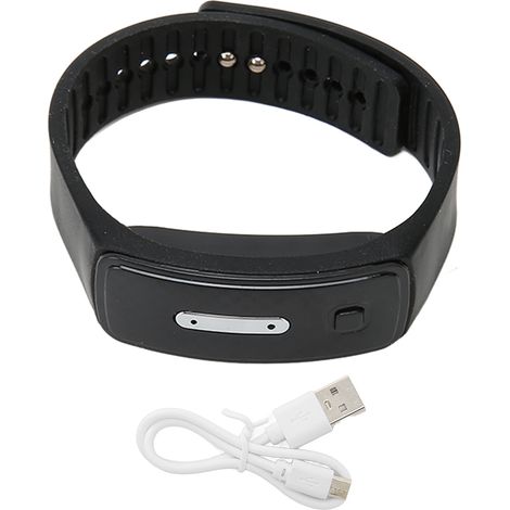 Bracelet Ultrasonique Anti-Moustiques Rechargeable USB, Ajustable pour Adultes et Enfants - Noir (1/5)