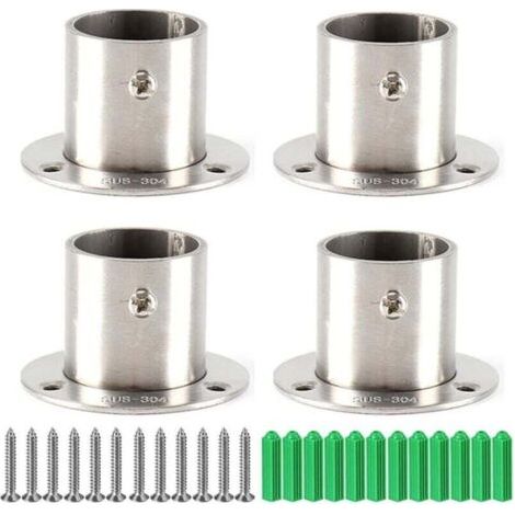4 x Support Barre Penderie avec Vis,Support de Bride pour Penderie,Support de Tringle à Rideau 25 mm,Support Barre Penderie,Support de Tringle à Penderie en Acier Inoxydable