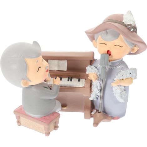 Elderly Couple Figurine - Fade-Resistant and Shockproof - Made of Synthetic Resin - Ideal for Wedding Cakes, Office Decoration, or as a Gift for Seniors (1/5)