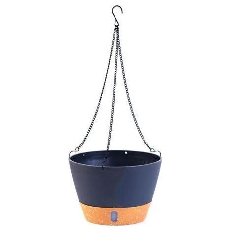 Jardinières suspendues, 16.5 cm de diamètre pour l'intérieur et l'extérieur, Pot de Fleurs Suspendu avec Trou de Drainage et 2 Crochets pour Le Jardin et la Maison (Noir) (1/5)