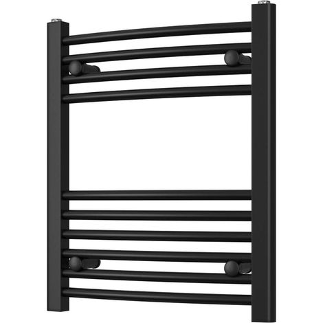 Zennor - Black Heated Towel Rail - H600mm x W500mm - Curved (1/3)